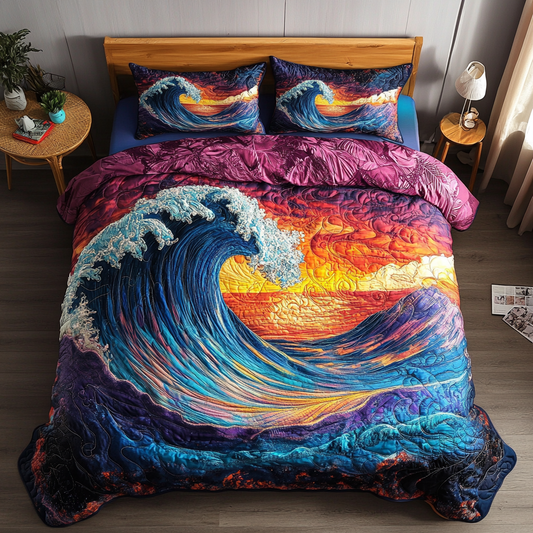 Wavecrest Wonders 3-Piece Quilted Bedding Set NCU0DK6003