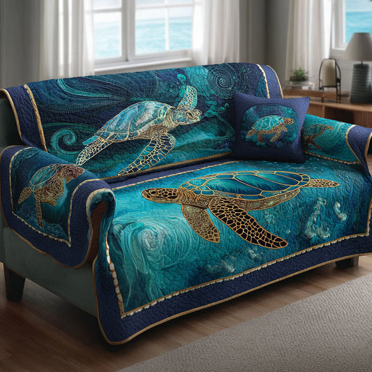 Waves of Calm Quilted Sofa Cover NCU0TV738