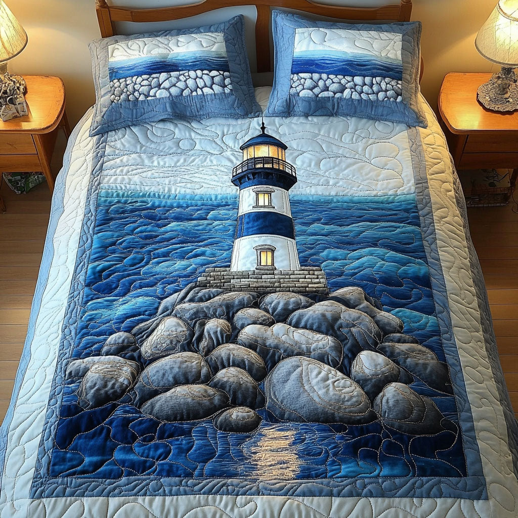 Waves of Light 3-Piece Quilted Bedding Set NCU0NT4696