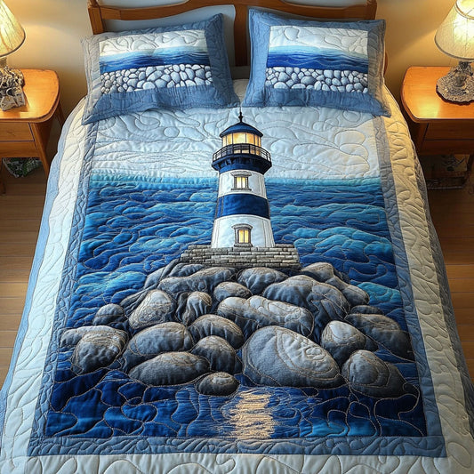 Waves of Light 3-Piece Quilted Bedding Set NCU0NT4696