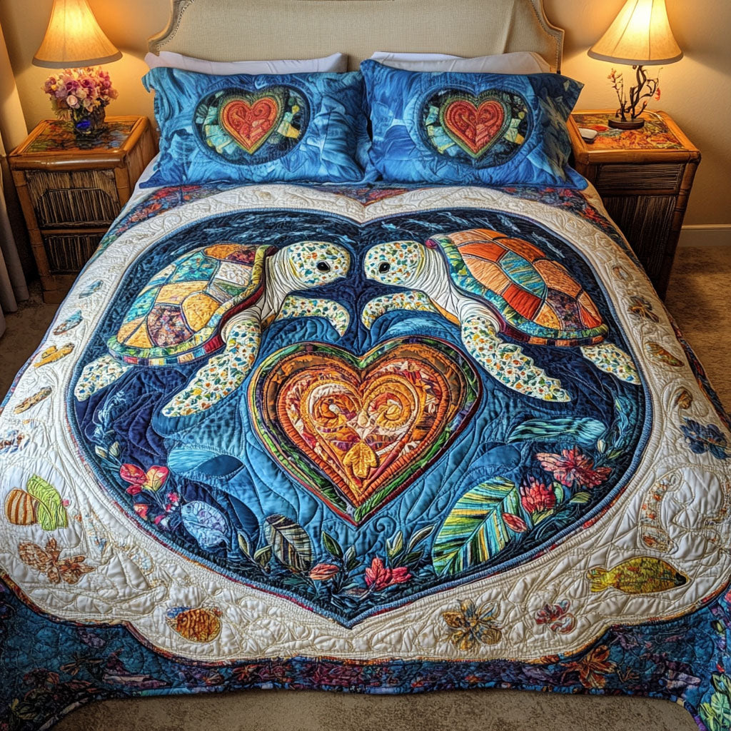 Waves of Love 3-Piece Quilted Bedding Set NCU0PT2897