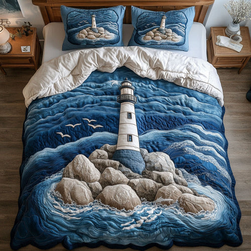 Waves of Tranquility 3-Piece Quilted Bedding Set NCU0NT4717