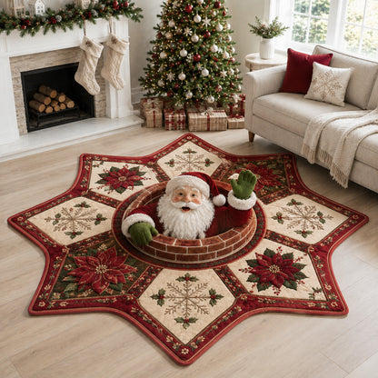 Waving Santa Claus Custom Shape Area Rug NCU0HH2145