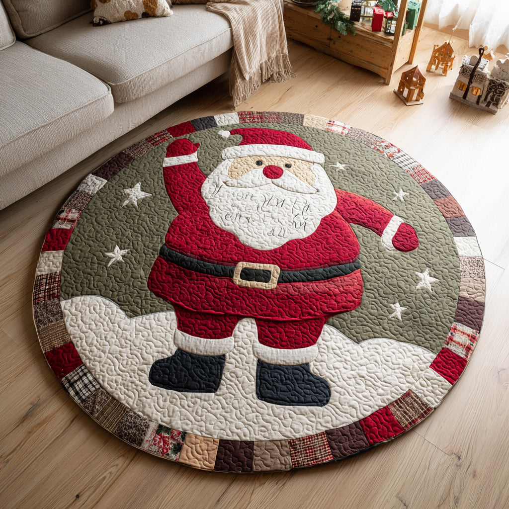 Waving Santa Claus Quilted Round Mat NCU0HH237