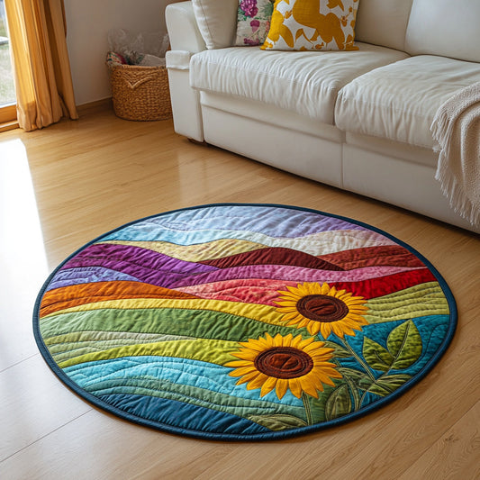Wavy Hill Sunflowers Quilted Round Mat NCU0HH052