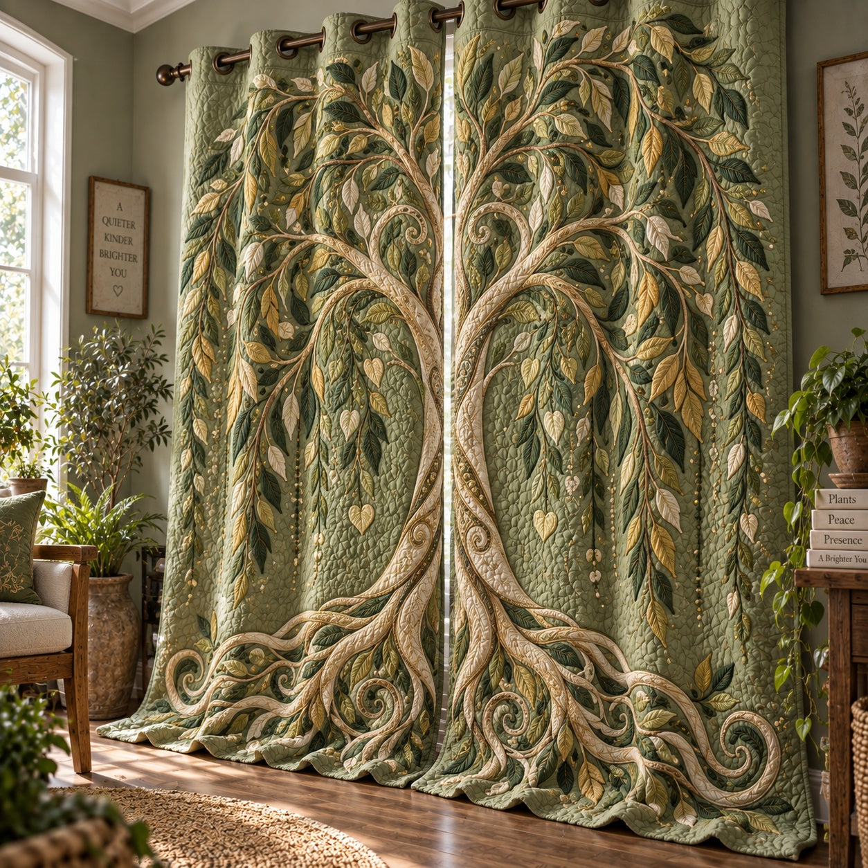 Weeping Willow Aura Quilted Curtains NCU0VL4003