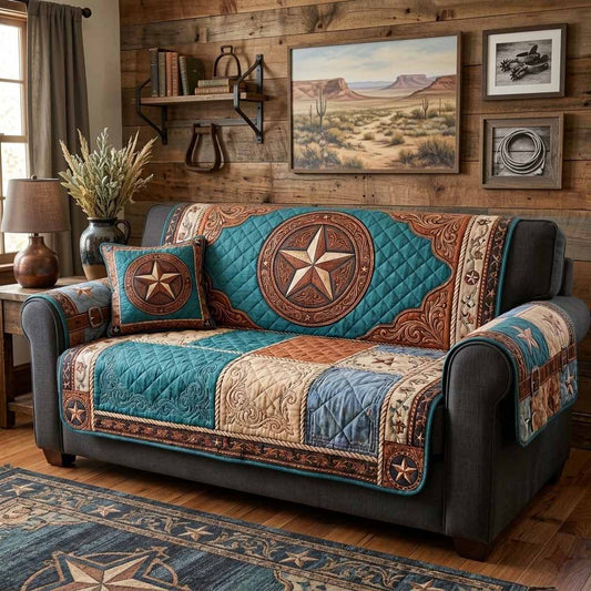Western Badge Quilted Sofa Cover NCU0XD2851