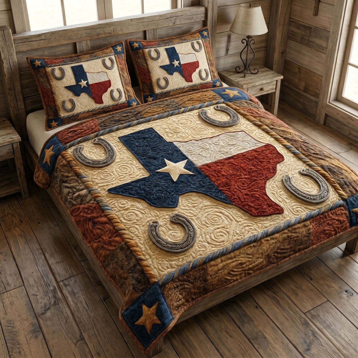Western Banner 3-Piece Quilted Bedding Set NCU0NT12779