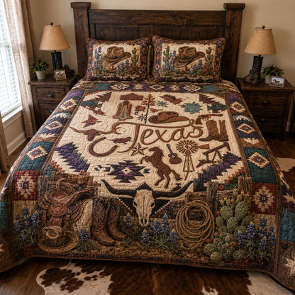 Western Cowboy Texas 3-Piece Quilted Bedding Set NCU0PT11753