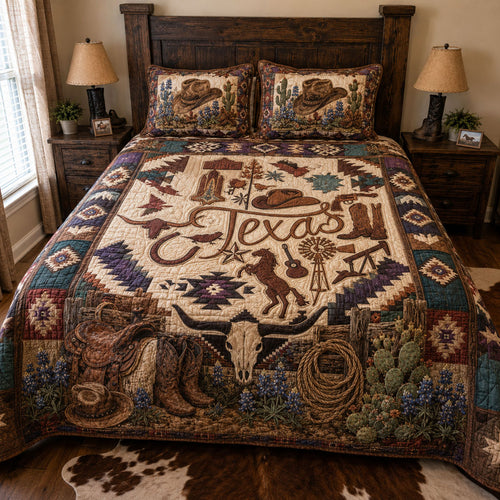 Western Cowboy Texas 3-Piece Quilted Bedding Set NCU0PT11753