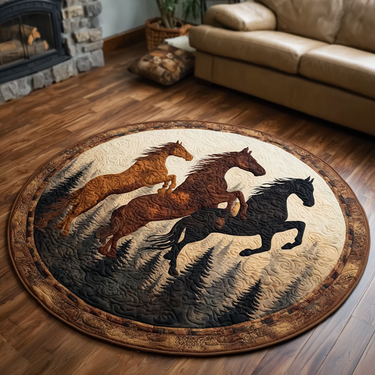 Western Horse Quilted Round Mat NCU0VH5746
