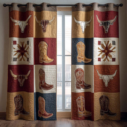 Western Icons Grid Quilted Curtains NCU0XD2134