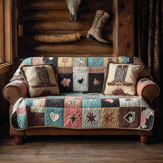 Western Patchwork Mix Quilted Sofa Cover NCU0XD2121