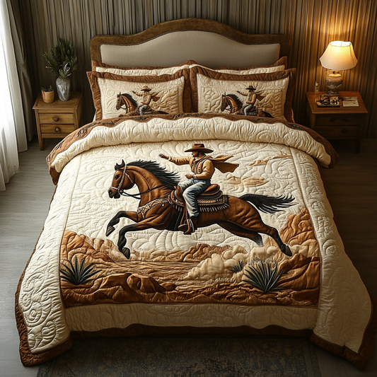 Western Path 3-Piece Quilted Bedding Set NCU0DK10405