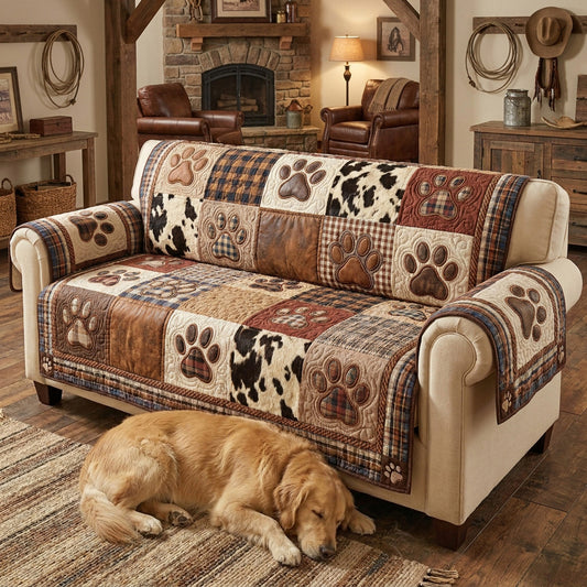 Western Paws Quilted Sofa Cover NCU0TV1957
