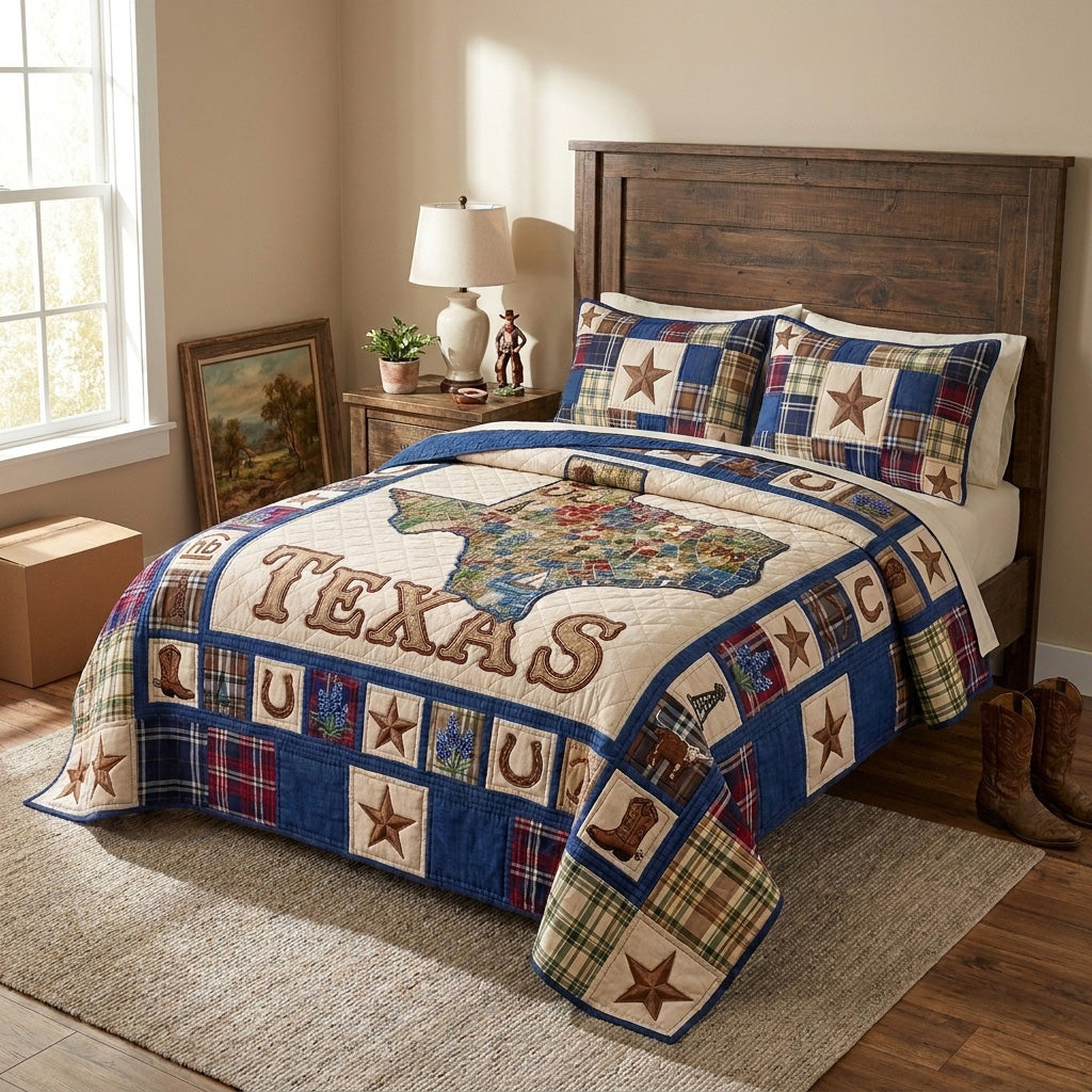 Western Prairie 3-Piece Quilted Bedding Set NCU0PT11718