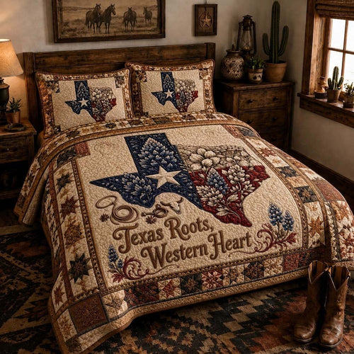 Western Roots 3-Piece Quilted Bedding Set NCU0QD055