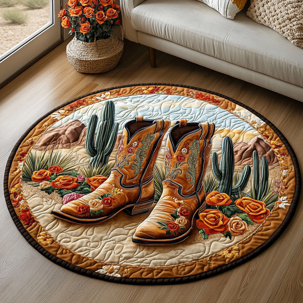 Western Rug Quilted Round Mat NCU0VH3247
