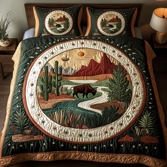 Western Serenity 3-Piece Quilted Bedding Set NCU0VH1648