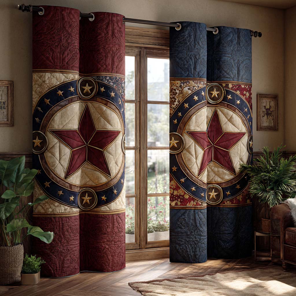 Western Star Circle Quilted Curtains NCU0XD2145