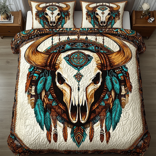 Western Totem 3-Piece Quilted Bedding Set NCU0VL1164