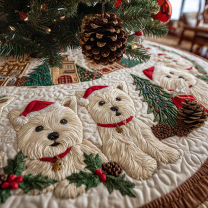 Christmas Dog Christmas Quilted Tree Skirt NCU0VT291