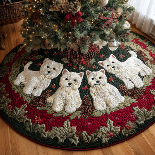 Westie Christmas Cheer Quilted Christmas Tree Skirt NCU0DV8096