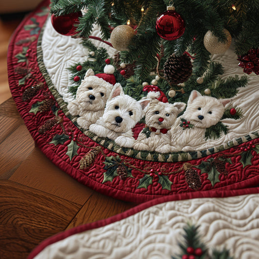 Westie Christmas Joy Quilted Christmas Tree Skirt NCU0DV8105