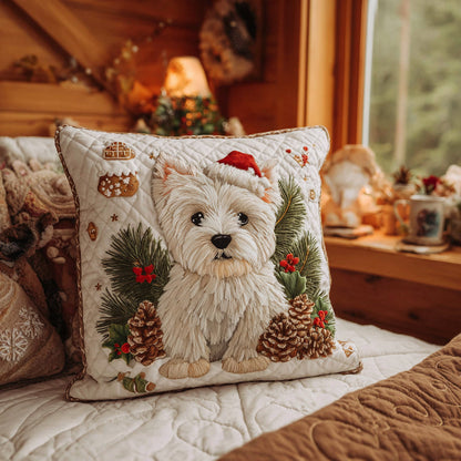 Westie Winter Wonderland Quilted Pillow Case NCU0DV8100