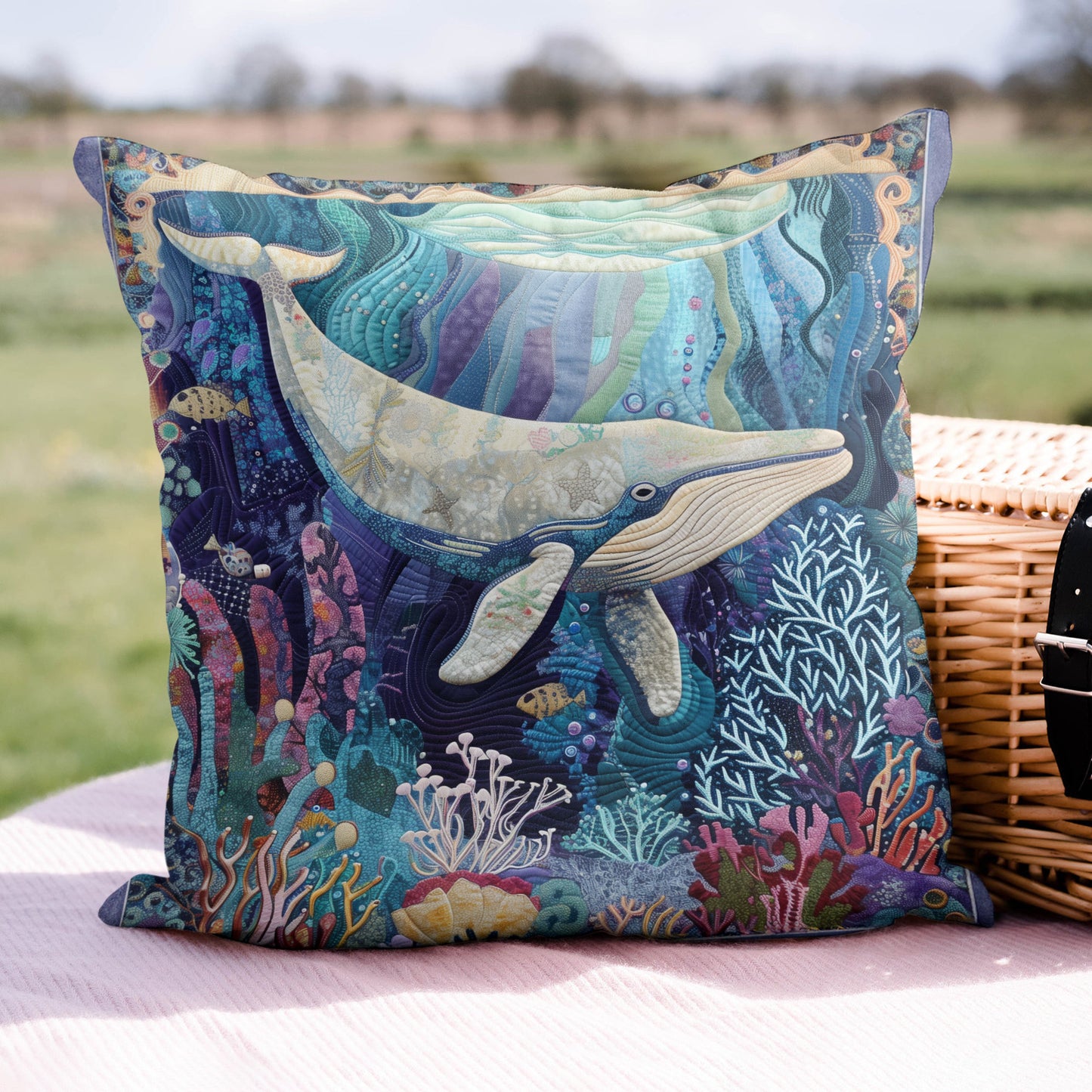 Whale Dreams Quilted Pillow Case NCU0PT307