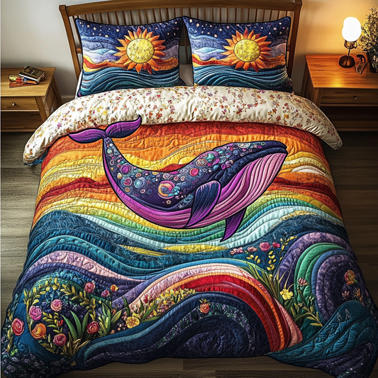 Whale Horizon 3-Piece Quilted Bedding Set NCU0DK7665