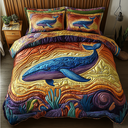 Whale Song 3-Piece Quilted Bedding Set NCU0DK7669