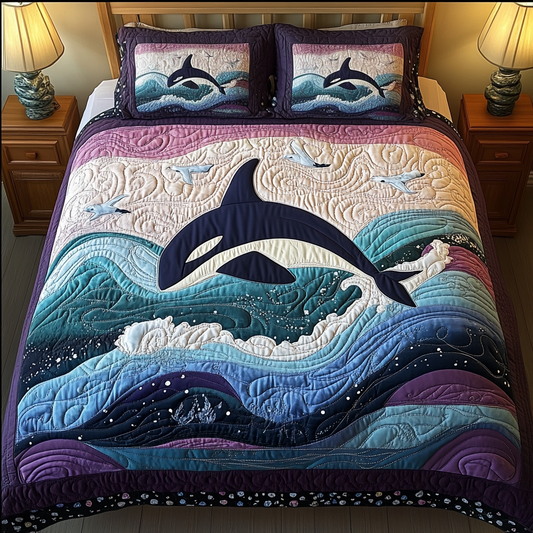 Whale Song 3-Piece Quilted Bedding Set NCU0VH1252