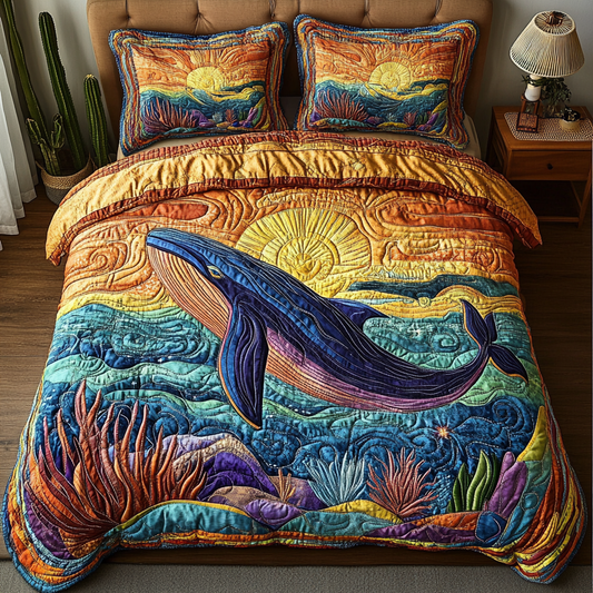 Whale Voyage 3-Piece Quilted Bedding Set NCU0DK7670
