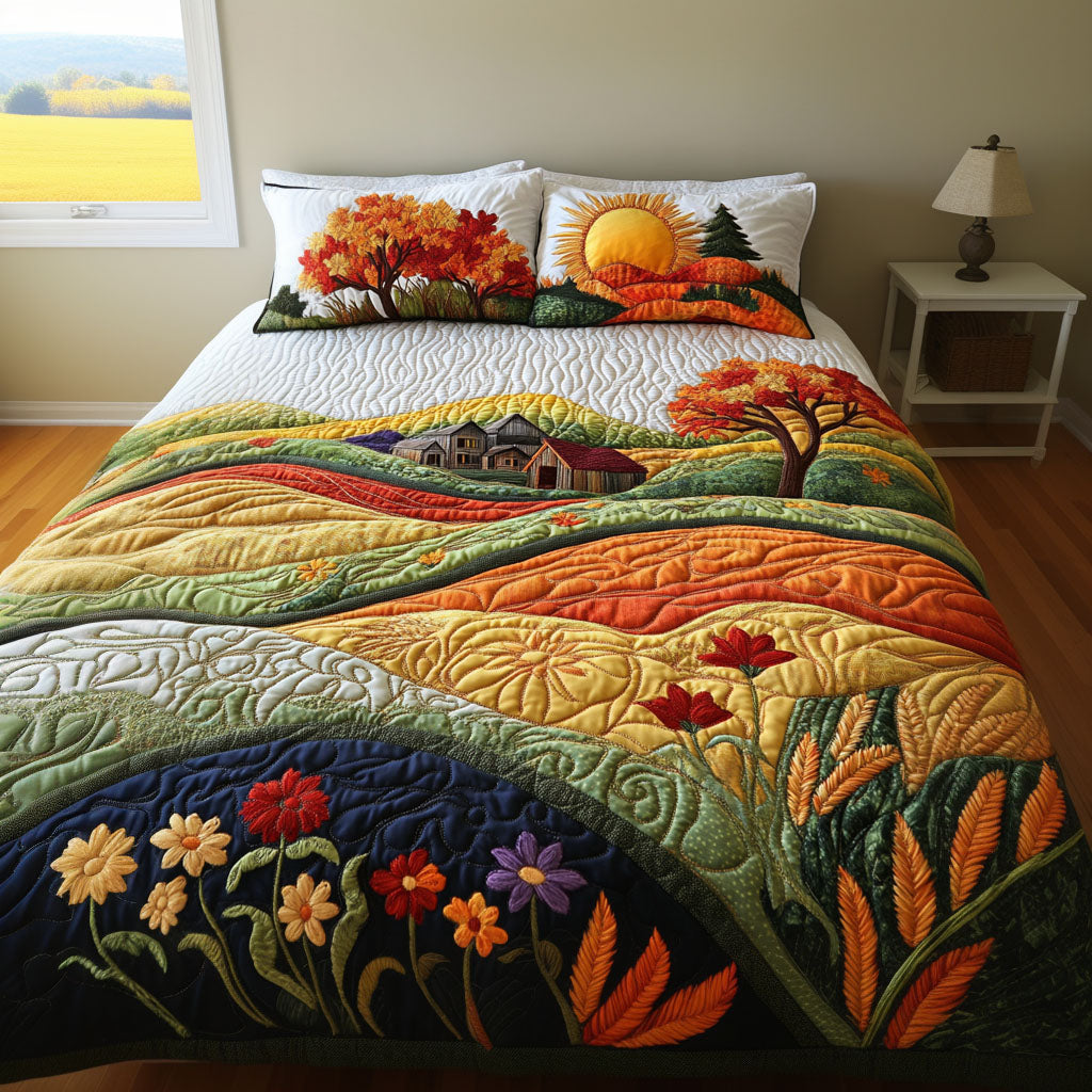 Wheat Breeze 3-Piece Quilted Bedding Set NCU0PT7345