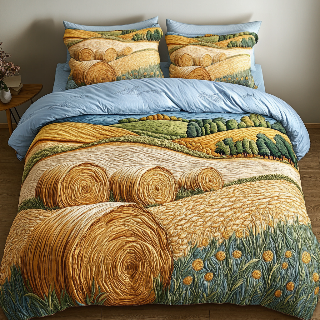 Wheat Haven 3-Piece Quilted Bedding Set NCU0VH4008