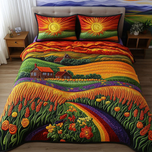 Wheat Meadows 3-Piece Quilted Bedding Set NCU0PT7346