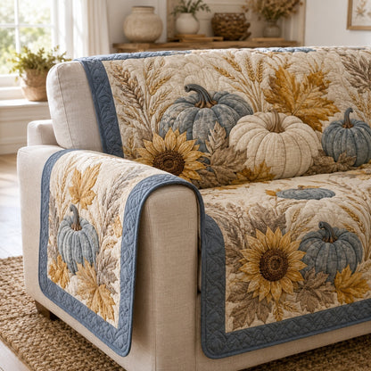 Wheat Pumpkins Quilted Sofa Cover NCU0VL3783