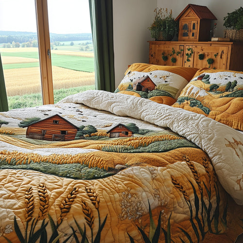 Wheat Whispers 3-Piece Quilted Bedding Set NCU0DV7106