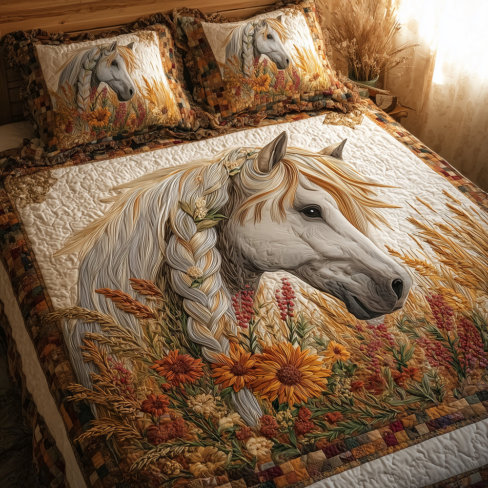 Wheatfield Horse Whisper 3-Piece Quilted Bedding Set NCU0TH3720