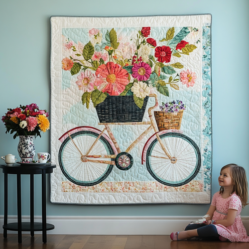 Wheels of Roses Art Quilt Hanging NCU0TL1003