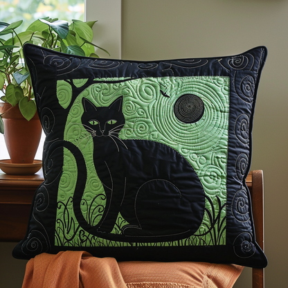 Whimsical Black Cat Quilted Pillow Case NCU0TH262