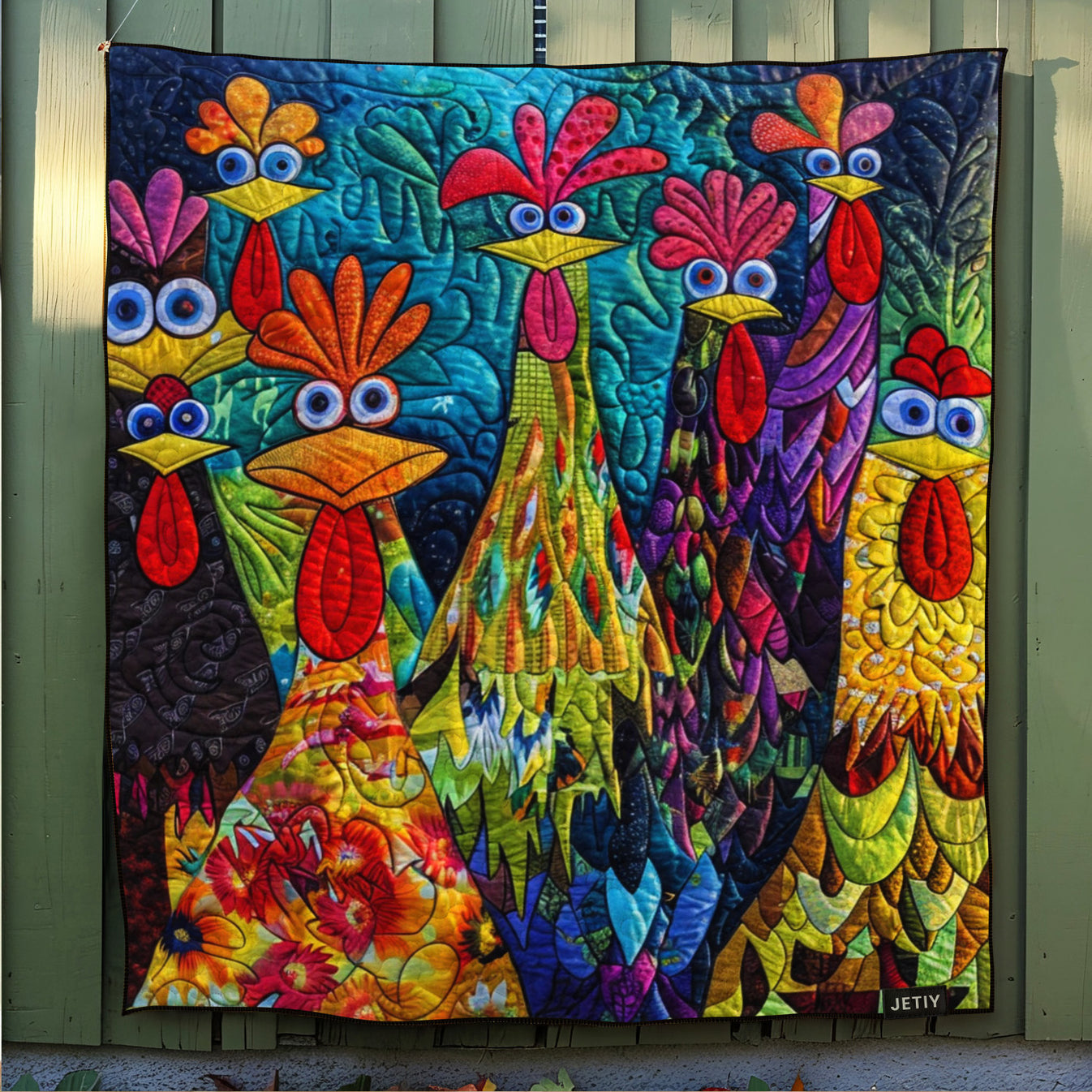Whimsical Chickens Quilted Blanket NCU0PT040 – Vantique