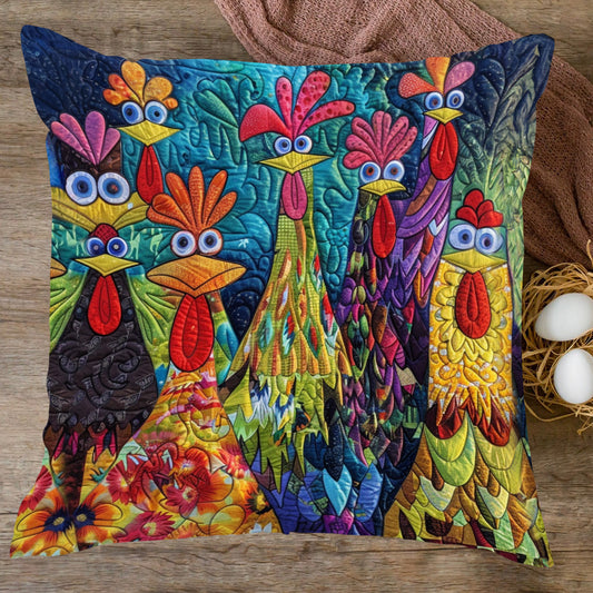 Whimsical Chickens Quilted Pillow Case NCU0PT305