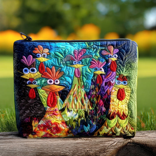 Whimsical Chickens Quilted Zipper Pouch NCU0PT7982
