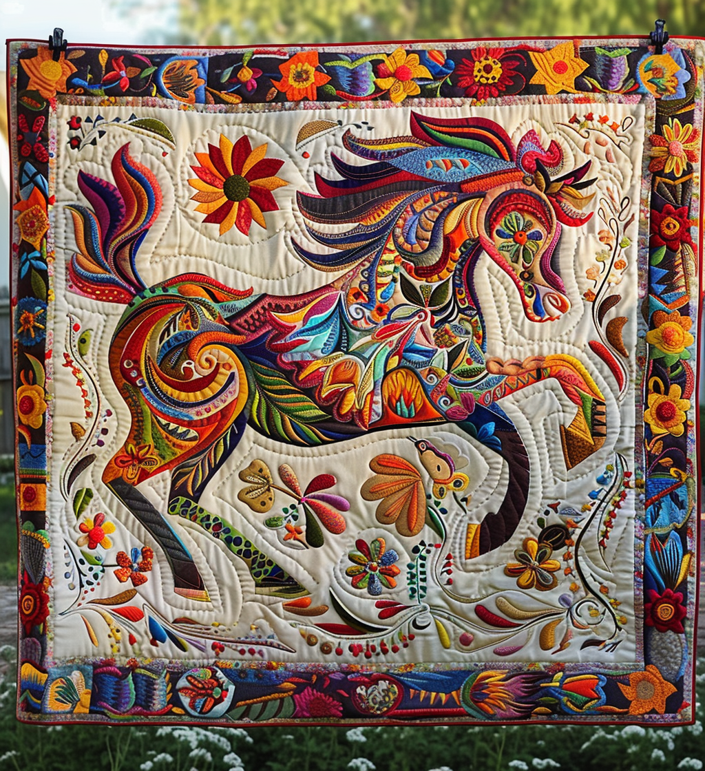 Whimsical Horse Quilted Blanket NCU0DV363