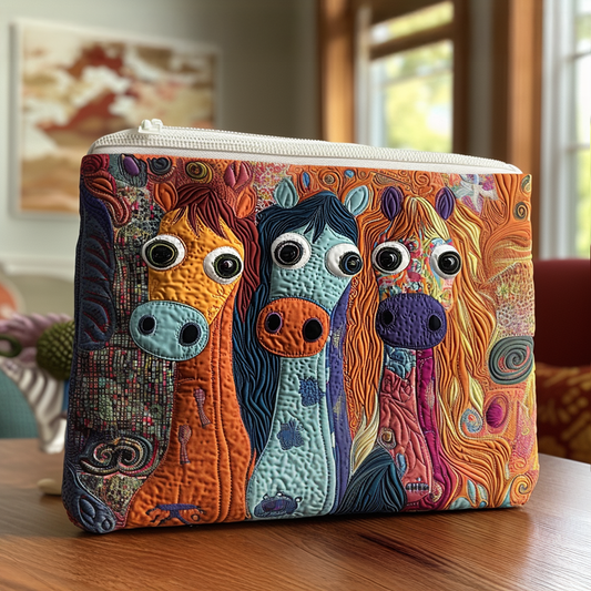 Whimsical Horse Quilted Zipper Pouch NCU0DV6772