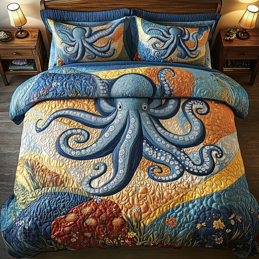 Whimsical Octopus Quilted Bedding Set NCU0DV5172