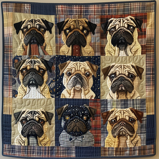 Whimsical Pugs Quilted Blanket NCU0TH157