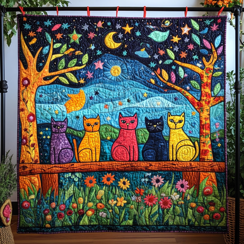 Whimsical Whiskers Quilted Blanket NCU0DK397